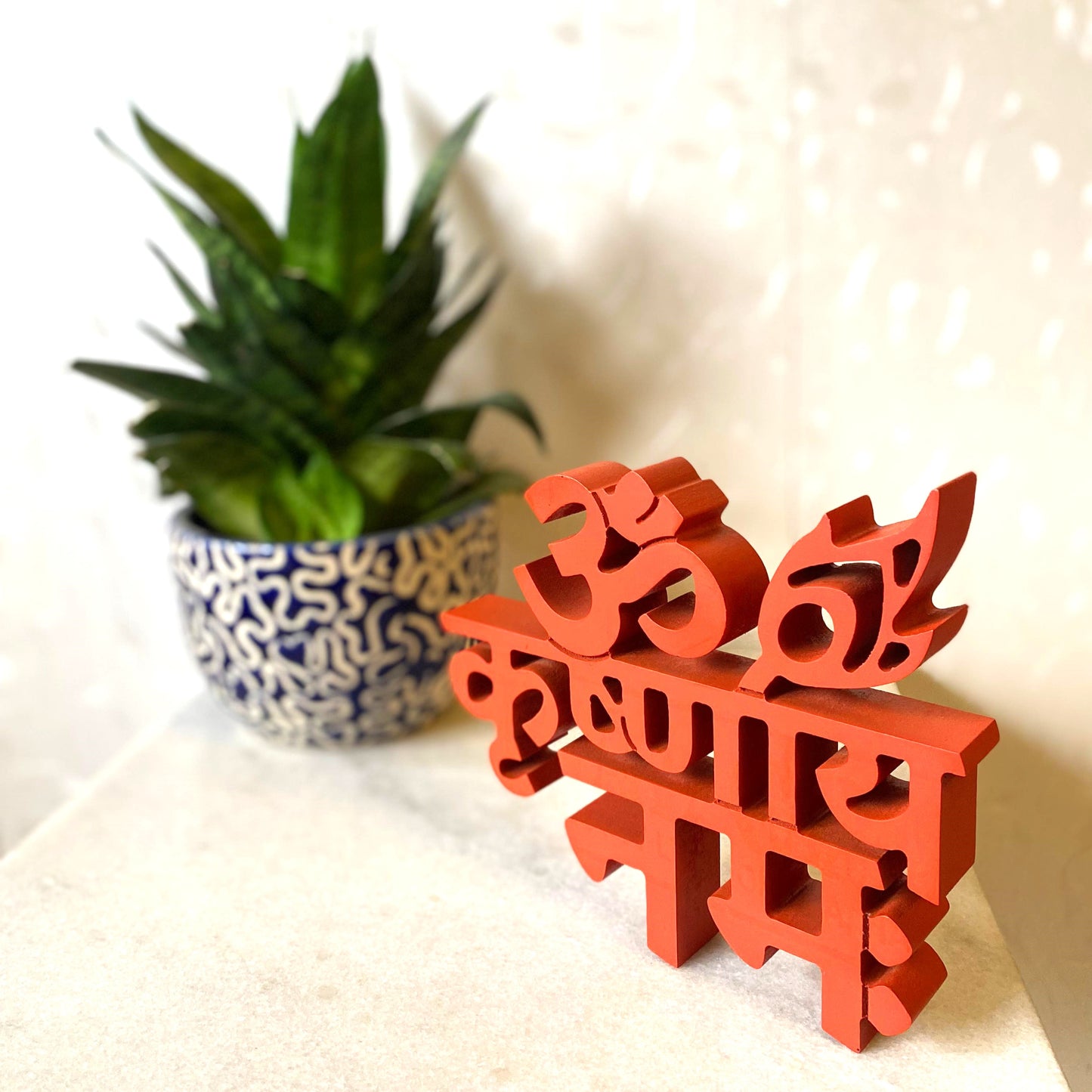 Table Shelf Hindu Temple Decor - Om Krishnay Namah