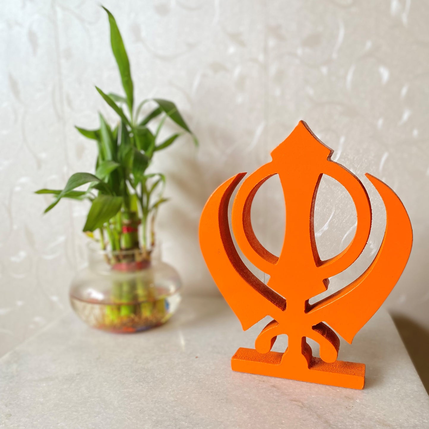 Khanda - Kesri Table Shelf Sikh Temple Decor